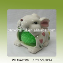 Lovely rabbit shaped ceramic sponge holder